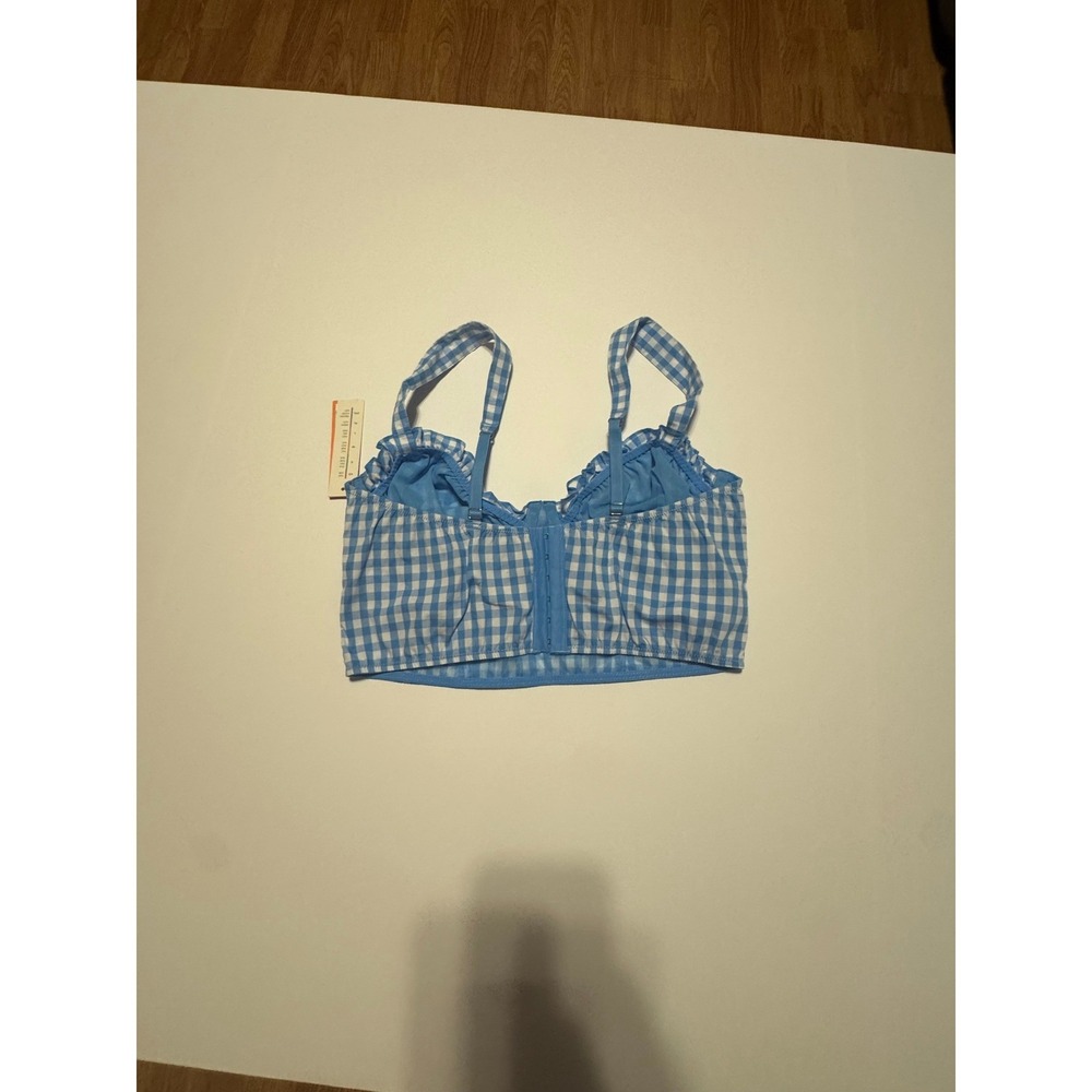 Colsie Blue White Gingham Underwire Bralette Crop Top Size Medium NWT